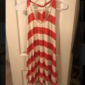 Coral striped sundress/ cover up